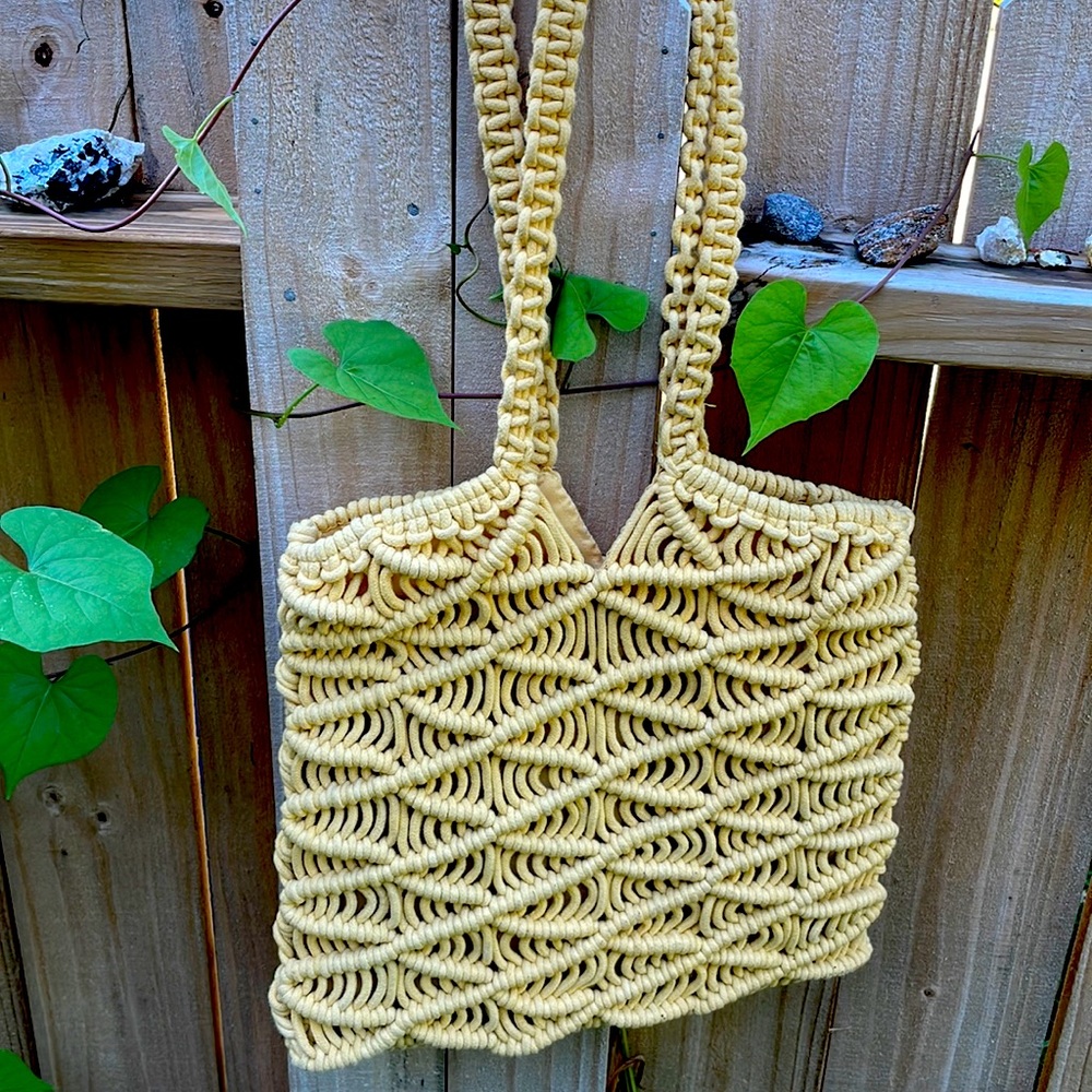EUC yellow weave purse